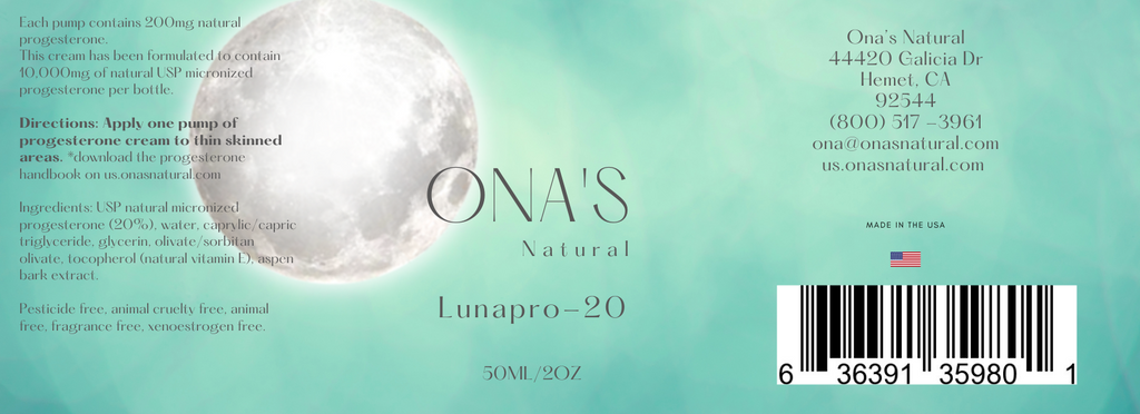 Ona's Natural 20% Konzentrierte Progesteron Creme - Dosierflasche 50 ml